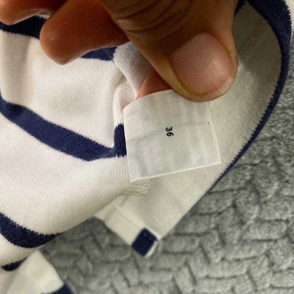 Polo Ralph Lauren Polo Shirt Mens L Striped White Navy Blue